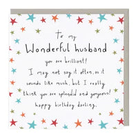 Wonderful Husband Birthday Card Sajaroo Gifts