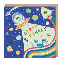Happy Aliens Glow In The Dark Birthday Card Sajaroo Gifts