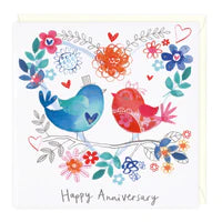 Colourful Birds Anniversary Card Sajaroo Gifts