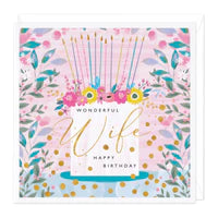 Floral Cake Wonderful Wife Birthday Card Sajaroo Gifts