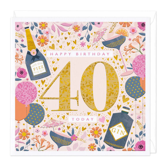 Bright and Beautiful 40 Today Birthday Card Sajaroo Gifts