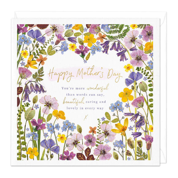 Pressed Flower Heart Mother's Day Card Sajaroo Gifts