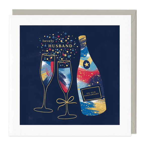 Husband Anniversary Champagne Card Sajaroo Gifts