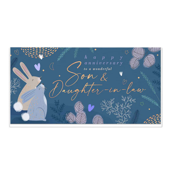 Rabbit Son and Daughter In Law Anniversary Card Sajaroo Gifts
