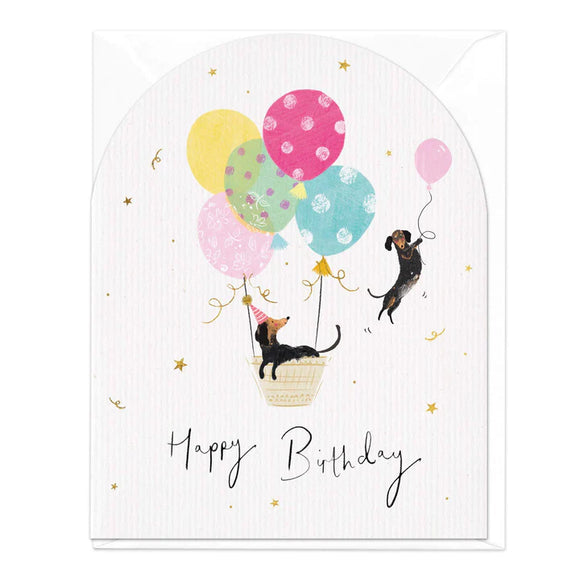Sausage Dog Balloon Birthday Arch Card Sajaroo Gifts