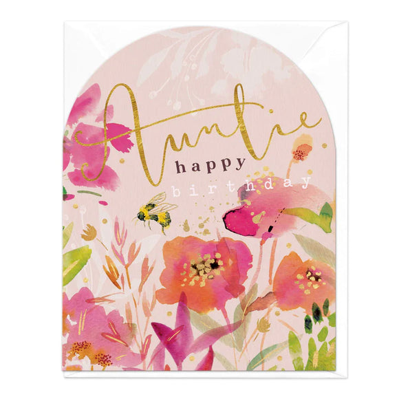 Pink Poppies Auntie Birthday Card Sajaroo Gifts