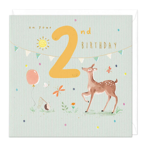 Woodland Animals 2nd Birthday Card Sajaroo Gifts