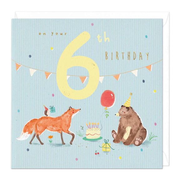 Woodland Animals 6th Birthday Card Sajaroo Gifts