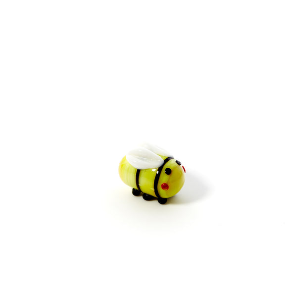 GLASS BEE YELLOW WITH BLACK STRIPES & WHITE WINGS Sajaroo Gifts