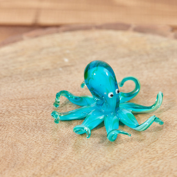 GLASS OCTOPUS ORNAMENT IN BOX BLUE & GREEN Sajaroo Gifts