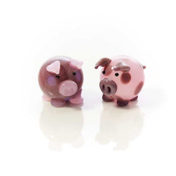 GLASS PIG 2 ASSTD PINK OR BROWN WITH LARGE SPOTS Sajaroo Gifts