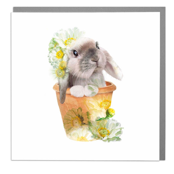 Bunny Plant Pot Greeting Card
