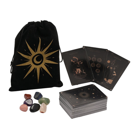 TAROT CARDS & CRYSTAL SET IN A VELVET POUCH Sajaroo Gifts