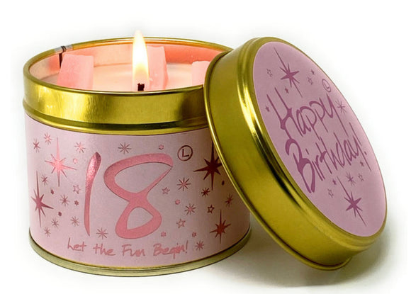 Lily-Flame Happy Birthday 18th Scented Candle Tin Sajaroo Gifts