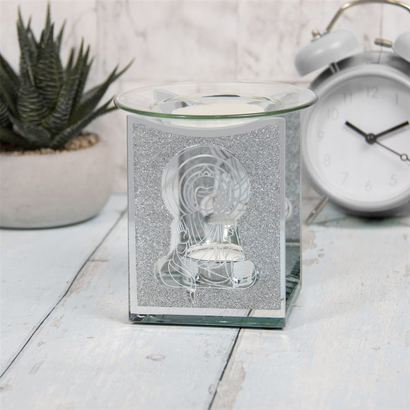 Silver Glitter Buddha Glass Wax Melter Sajaroo Gifts