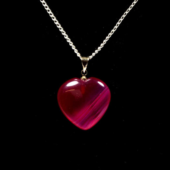 Pink Agate Heart Pendant with Chain The Psychic Tree