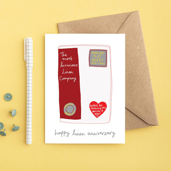 Linen Wedding Anniversary Card | Funny Anniversary Card You've got pen on your face