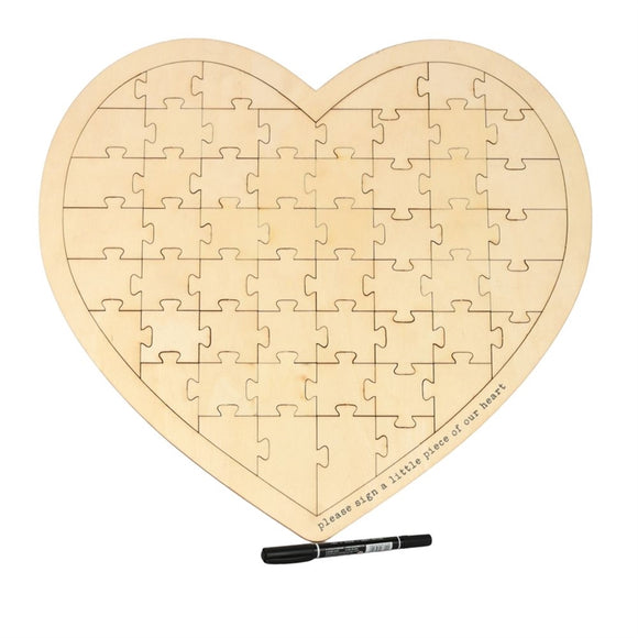 Heart Shaped Puzzle Guest Book 45CM Sajaroo Gifts