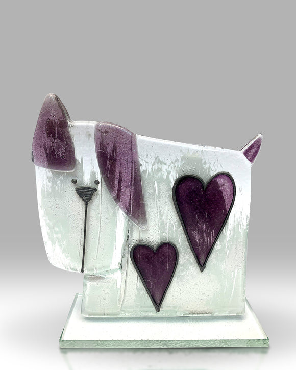 Nobile Glass Dog With Purple Heart Sajaroo Gifts
