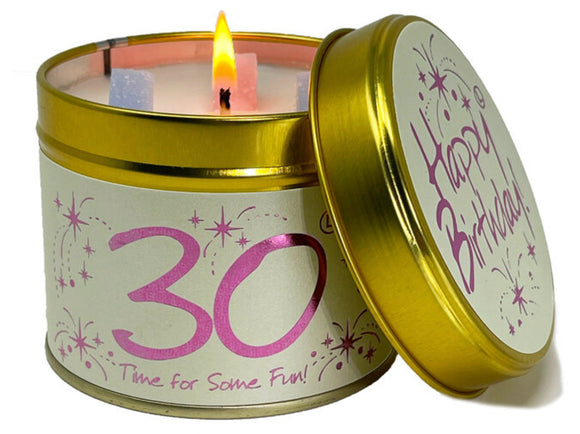 Lily-Flame  Happy Birthday 30th Scented Candle Tin Sajaroo Gifts