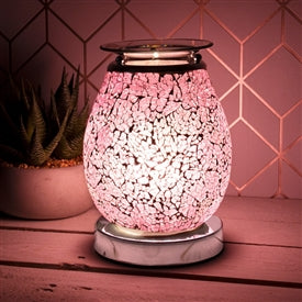 Pink Mosaic Glass Electric Melt and Oil Warmer with Touch Sensitive Base Sajaroo Gifts
