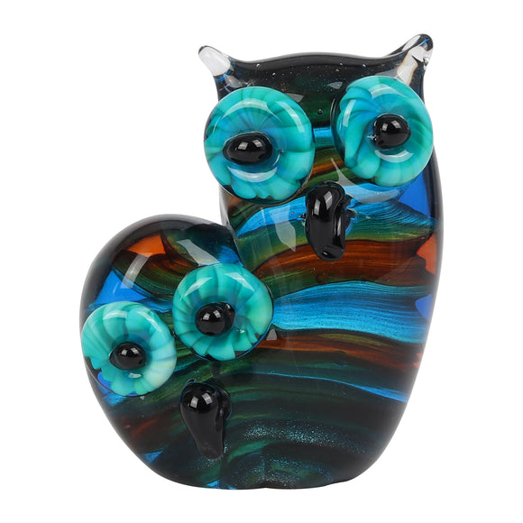 OBJETS D'ART GLASS FIGURINE - MOTHER & BABY OWL Sajaroo Gifts