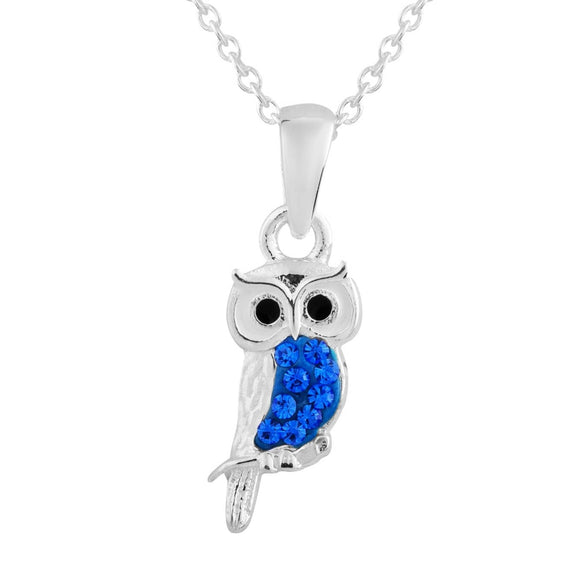 Beautiful Sapphire Owl Pendant Silver Jewellery Cavern Wholesale