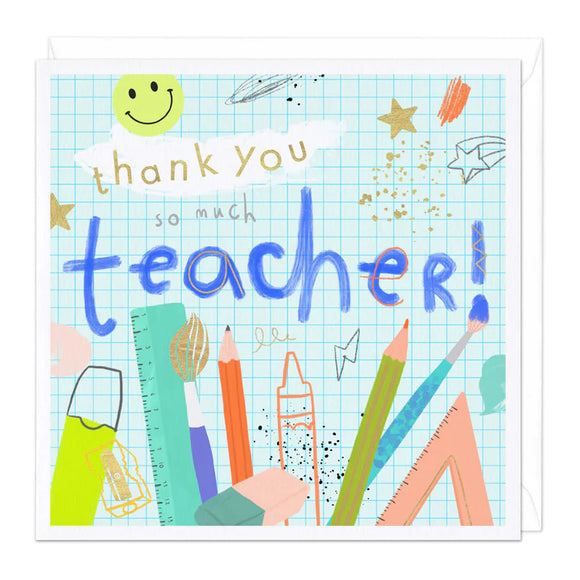 Pens and Pencils Teacher Thank You Card Sajaroo Gifts