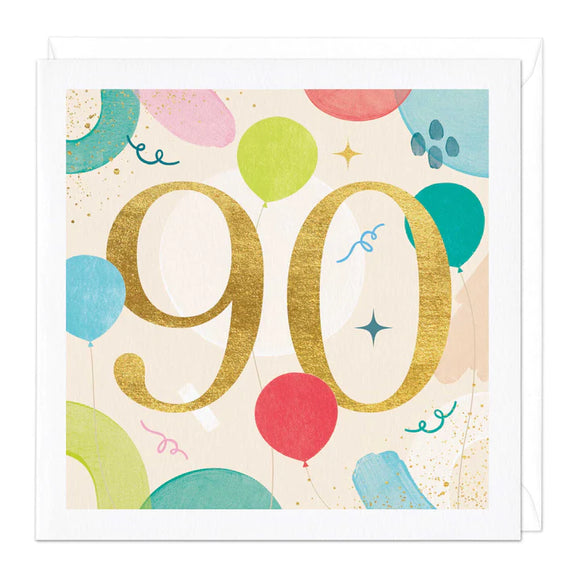 90th Balloons Birthday Card Sajaroo Gifts