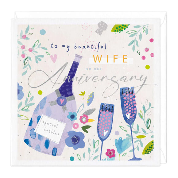 Bubbles Wife Anniversary Card Sajaroo Gifts