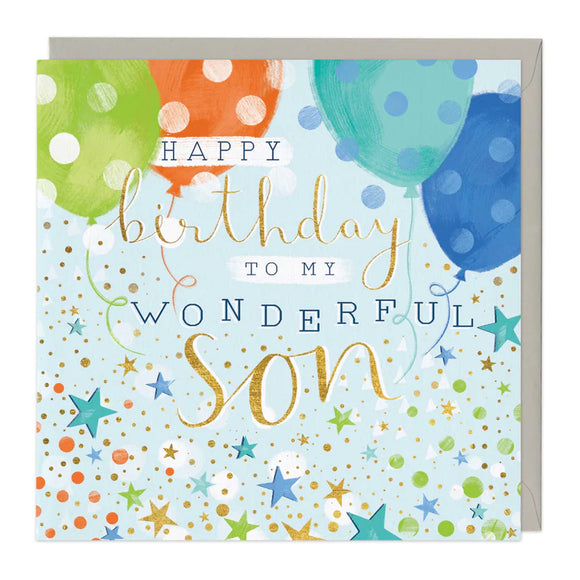 Stars & Confetti Son Birthday Card Sajaroo Gifts