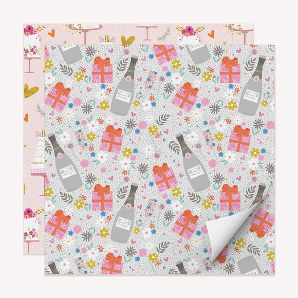 Champagne and Cake Wrapping Paper Sajaroo Gifts