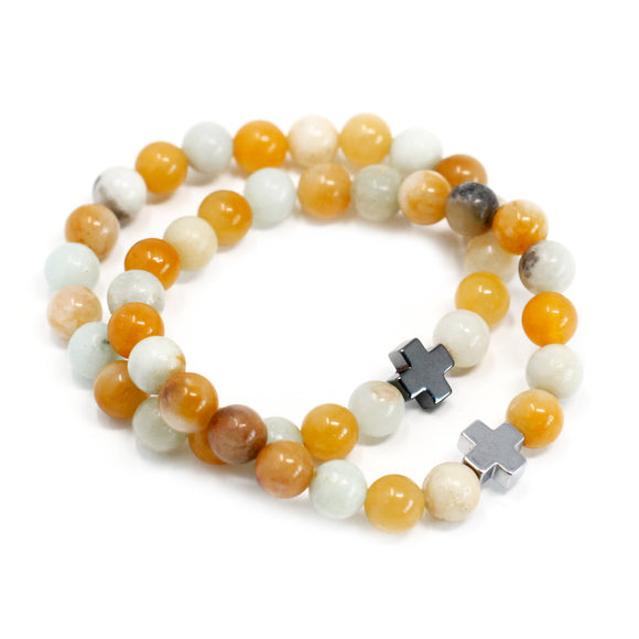 Gemstones Friendship Bracelets - Loyalty - Amazonite & Yellow Jasper Sajaroo Gifts