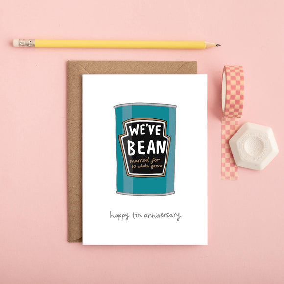Tin Wedding Anniversary Card | Funny Anniversary Card You've got pen on your face
