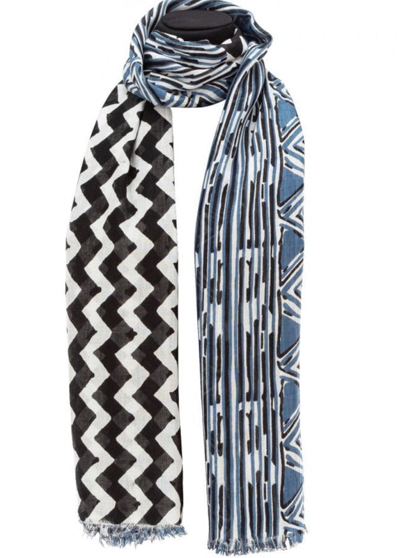 NAVY BLUE AND WHITE SCARF Sajaroo Gifts
