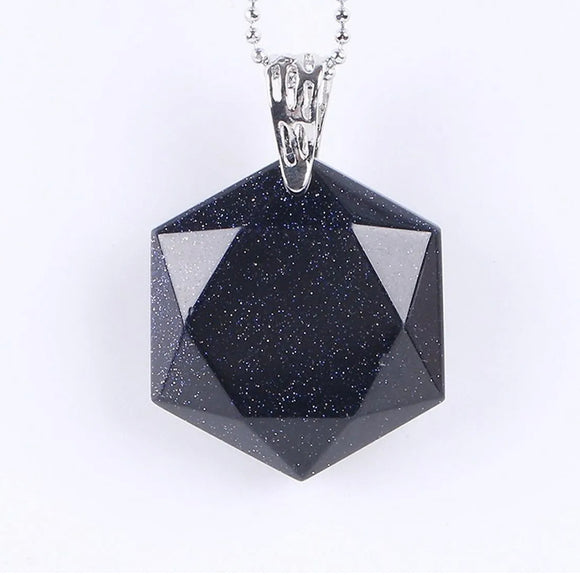 Natural Gemstone Hexagram Crystal Pendant With Chain Sajaroo Gifts