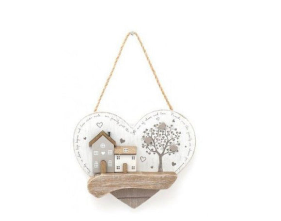 WOODEN HOUSE AND TREE PLAQUE, 16CM Sajaroo Gifts