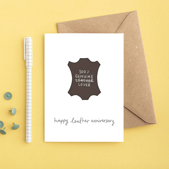 Leather Wedding Anniversary Card | Funny Anniversary Card You've got pen on your face